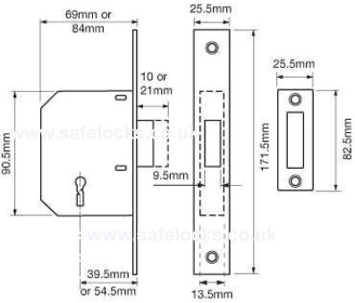 Union 2188 3 Lever Double Throw Deadlock